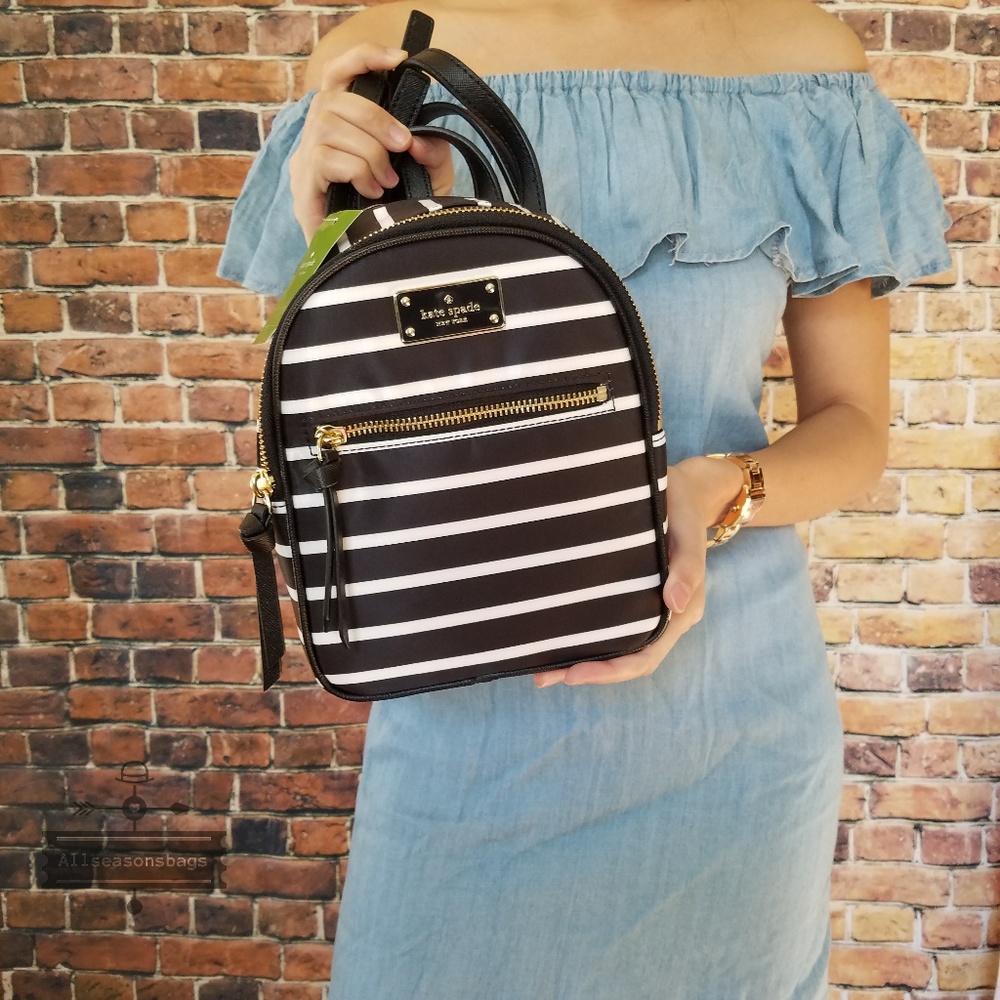 Kate spade mini bradley wilson backpack stripe blk - Picture 3 of 5